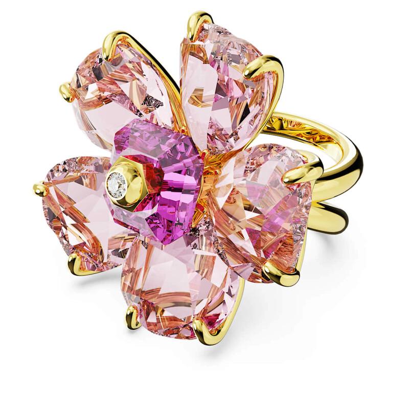 SWAROVSKI 5657281 Idyllia cocktail ring Flower, Pink, 18K gold finish Ladies Ring